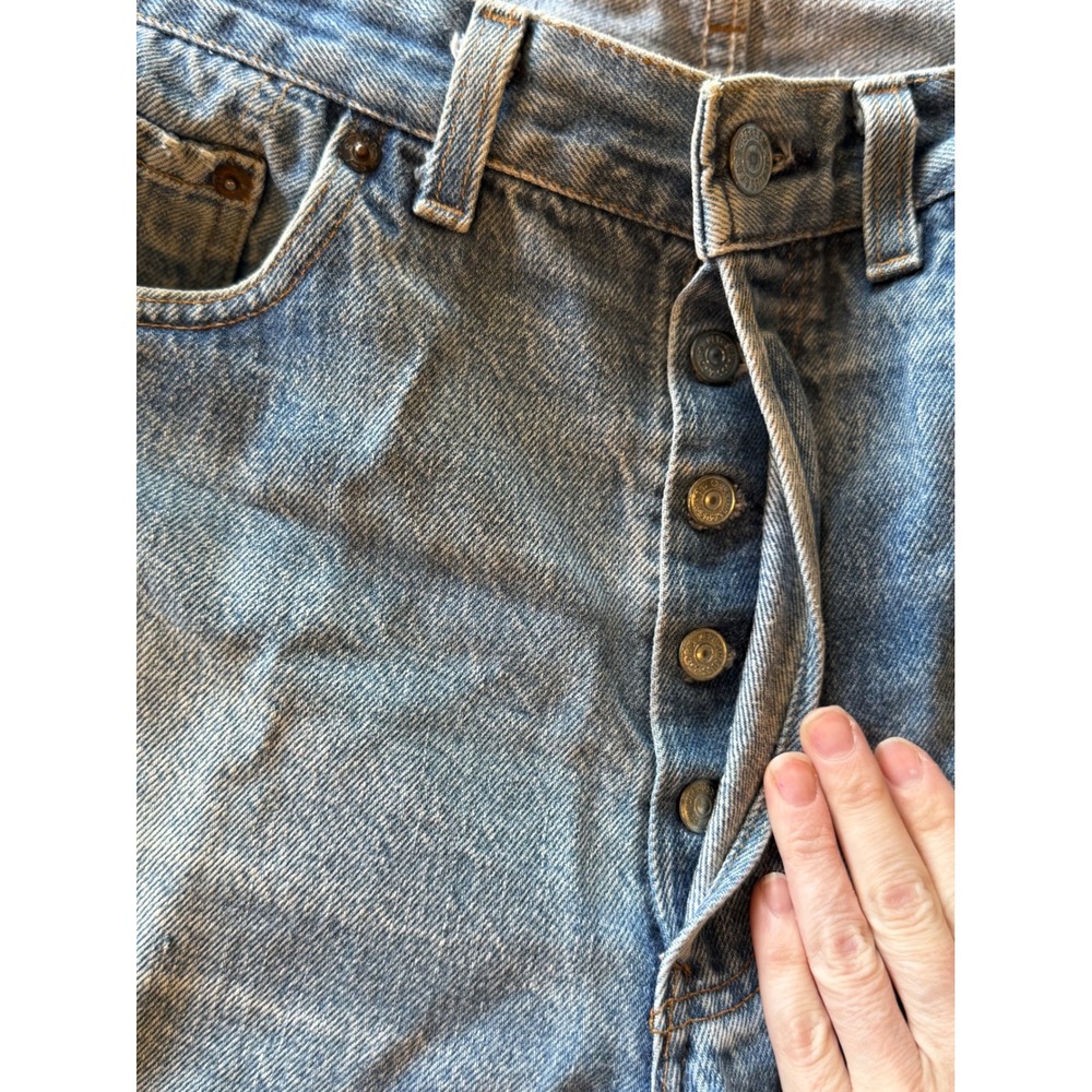 Levis 501-0115 Mens Straight Leg Button Fly Light Wash Blue Denim Jeans 34x32 - Picture 7 of 8